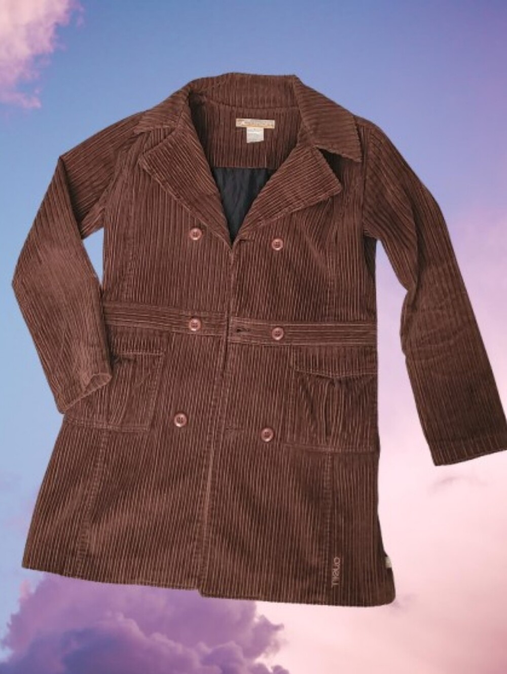O'neill Brown Corduroy Y2k Jacket, double-breasted buttons